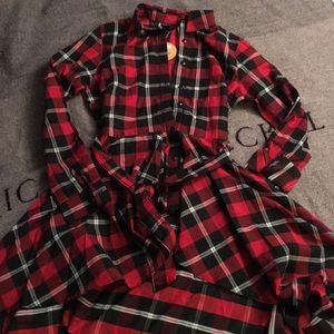Plaid asymmetrical shirt